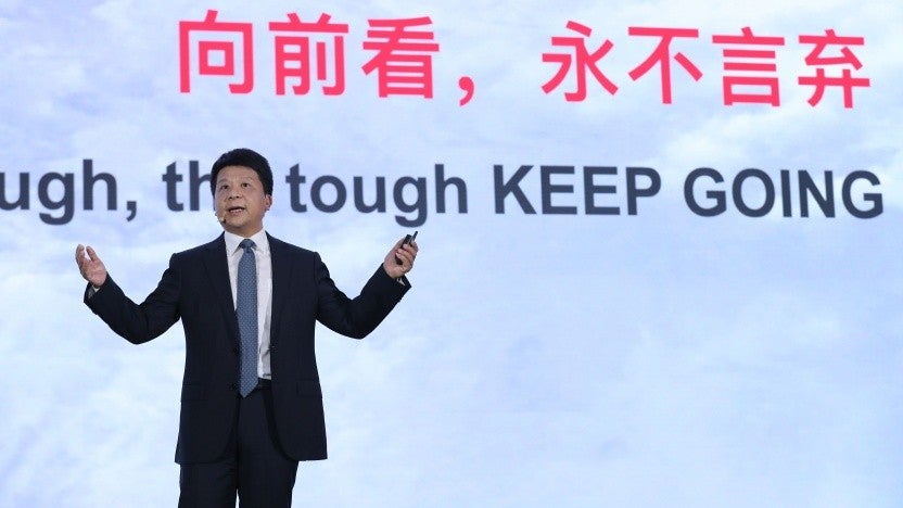 Rotating-Huawei-Chef Guo Ping spricht am 18. Mai in Shenzhen beim Huawei Global Analysts Summit 2020