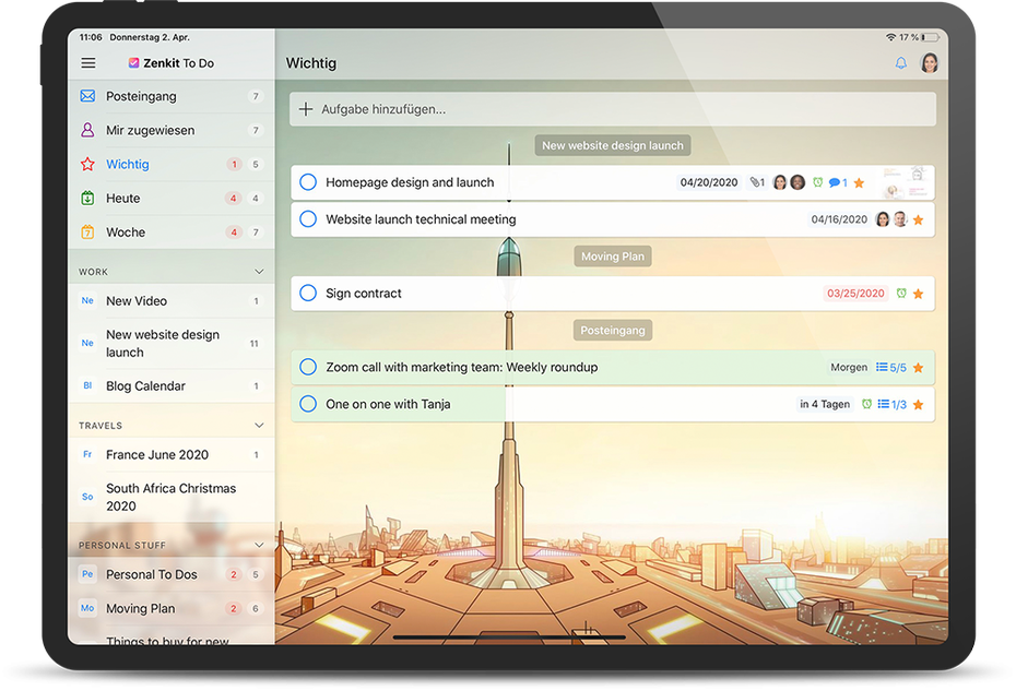 Zenkit To Do auf dem iPad