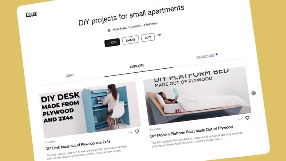 Mit Keen wagt Google einen neuen Vorstoß in Richtung Social Media. (Screenshot: Keen / t3n) „Keen“: Google bringt neuen Content-Aggregator an den Start