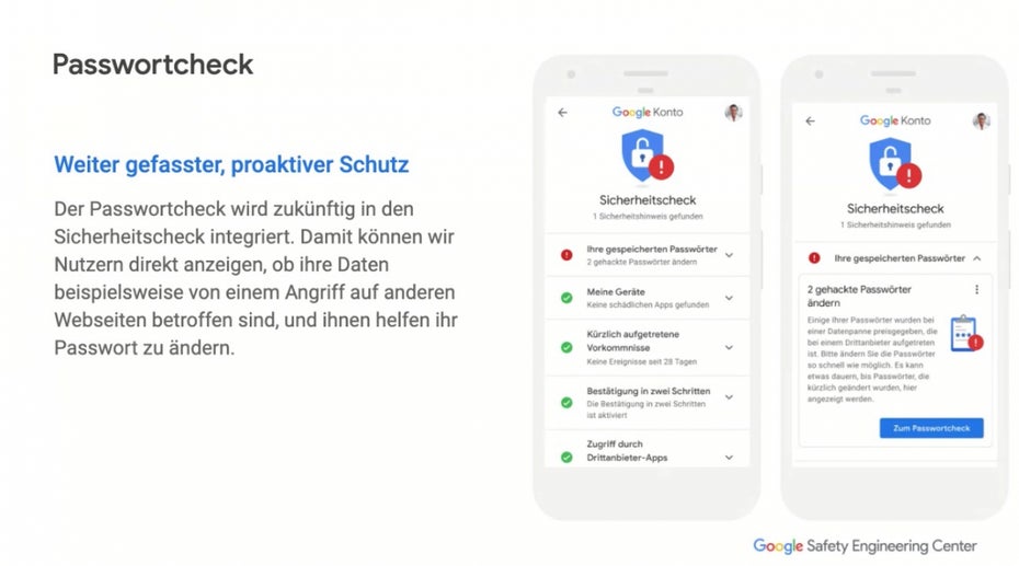 Google integriert den Passwortcheck in den Sicherheitscheck