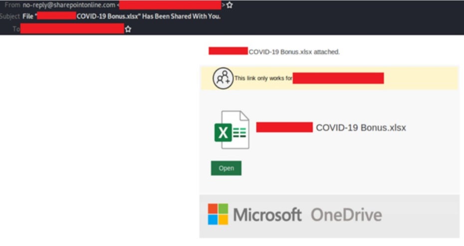 Die Angreifer haben ihre Opfer unter anderem mit vermeintlichen COVID-19 Bonilisten gelockt (Foto: Microsoft.com).