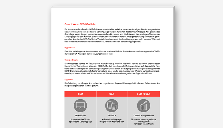 Eine Inhaltsseite des neuen t3n Guides mit der Kölner Online-Marketing-Agentur morefire, der die Verzahnung von SEO und SEA zum Thema hat