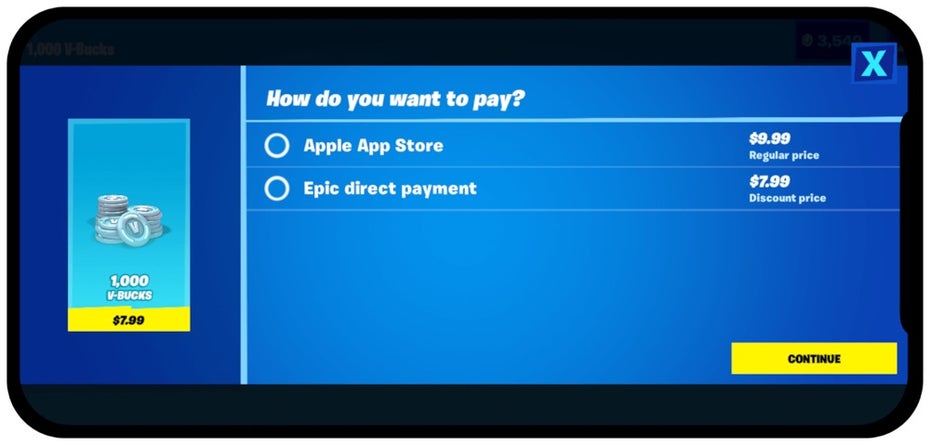 Epic Fortnite Apple App Store Payment