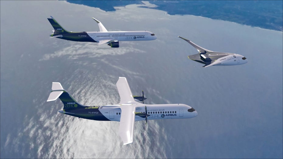 Zero-E-Konzept: Airbus zeigt emissionsfreie Flugzeuge mit Wasserstoffantrieb