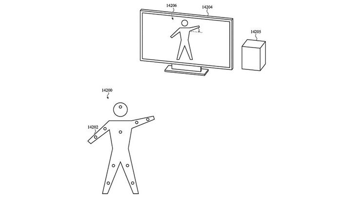 Laut Apples Patentskizze können die Airtags am Körper angebracht werden, um einen Avatar zu steuern. (Skizze: Patently-Apple, USPTO)