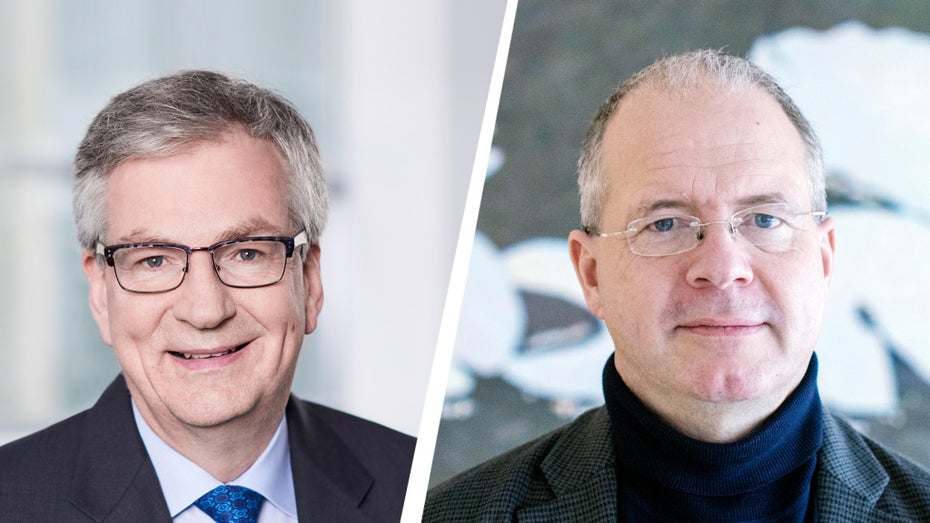 Martin Daum (Vorstandsvorsitzender Daimler Trucks) und Volvo-Präsident Martin Lundstedt