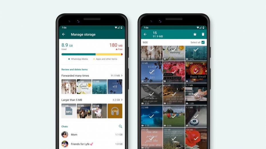 Whatsapp hilft beim Ausmisten erhaltener Fotos und GIFs. (Grafik: Whatsapp) Zu viele Videos und GIFs? Whatsapp hilft euch jetzt beim Aufräumen