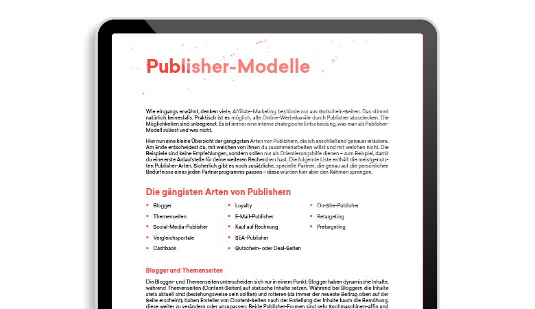 Eine Inhaltsseite des Guides. Zu sehen ist das Kapitel „Publisher-Modelle“