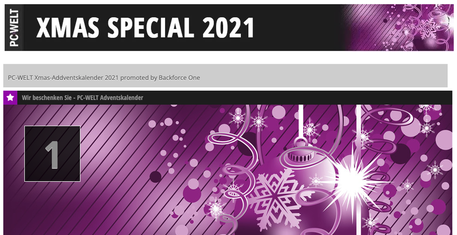 Online-Adventskalender 2021 von PC-Welt