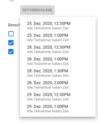 Zeitvorschlage Google Kalender Screenshot