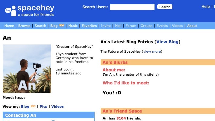 Diese Myspace-Kopie eines Deutschen rockt derzeit das Netz Diese Myspace-Kopie eines Deutschen rockt derzeit das Netz