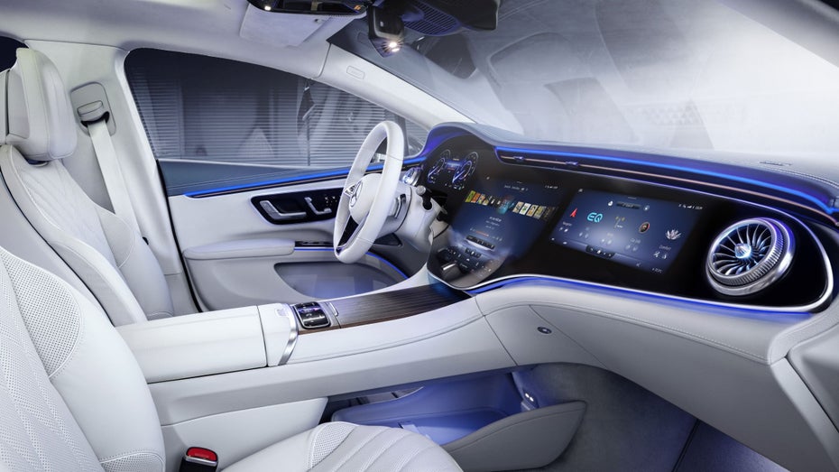 Mercedes EQS: So sieht die elektrische S-Klasse von innen aus. (Bild: Mercedes-Benz AG) Mercedes-Benz ermöglicht hochautomatisiertes Fahren in Luxuslimousine
