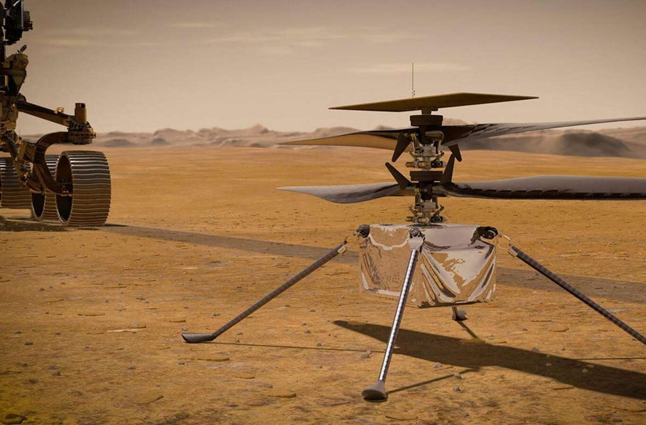 Während bisher nur Renderings der Drohne kursierten, kommen nun Bilder hinzu ... (Bild: Nasa/JPL-Caltech)