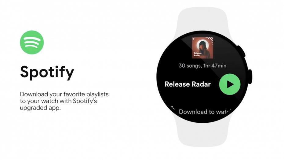 Die Spotify-App für Wear OS unterstützt Offline-Musik. (Screenshot: t3n: Google)