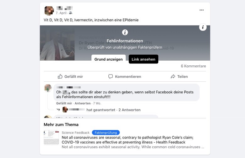 Falschinformationen auf Facebook