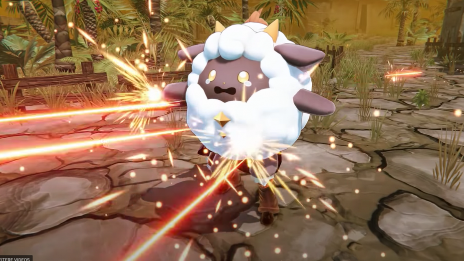 Dauerfeuer in „Palworld“: Bei Pokémon wäre das nicht passiert. (Screenshot: Youtube) Mehr Bilder und Infos zu Palworld: Mit der Shotgun gegen Pokémon