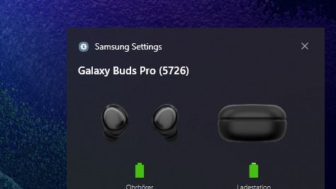 Samsungs Galaxy Book Pro 360: Die Ohrstöpsel des Herstellers sind einfach zu koppeln. (Screenshot: t3n)