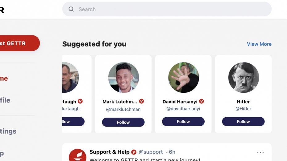 Auch Adolf Hitler scheint sich bereits bei Gettr angemeldet zu haben. (Screenshot: Gettr/ boingboing.net) Das neue Netzwerk aus dem Trump-Lager heisst Gettr