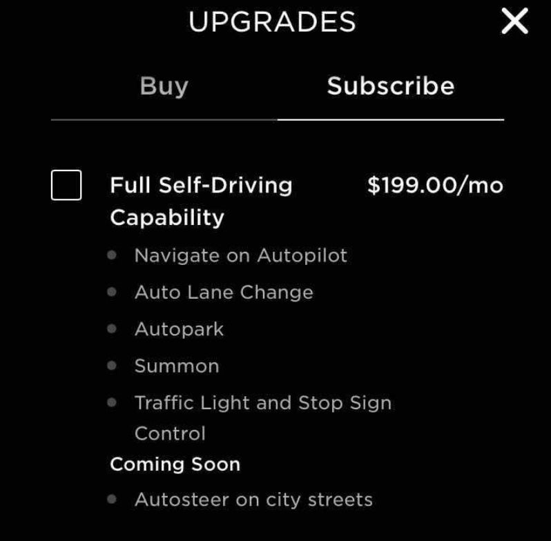 FSD Upgrade Full Self-Driving Tesla