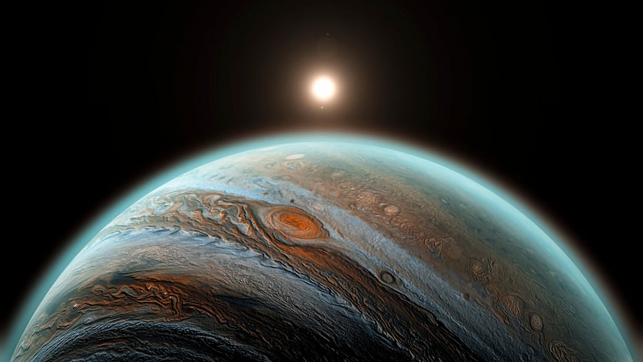 Auf dem Jupiter tobt der größte Wirbelsturm des Sonnensystems Auf dem Jupiter tobt der größte Wirbelsturm des Sonnensystems