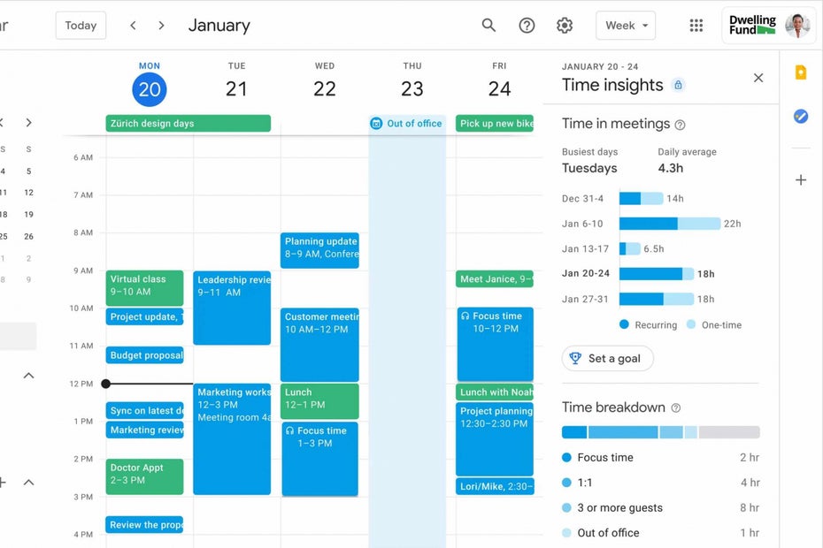 Tine Insights Google Workspaces Kalender