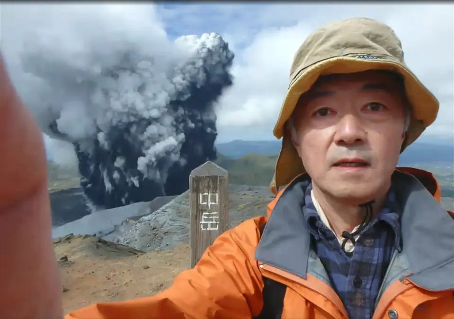 Selfie Vulkanausbruch