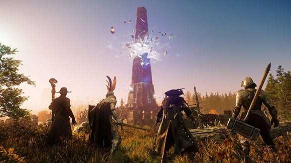 In dem Amazon-MMO „New World“ erkunden Spieler:innen zuerst allein die Insel Aeternum, später können sie sich zusammenschließen und gemeinsam Herausforderungen bewältigen. (Foto: New World) New World: Jeff Bezos darf sich endlich über ein Game freuen