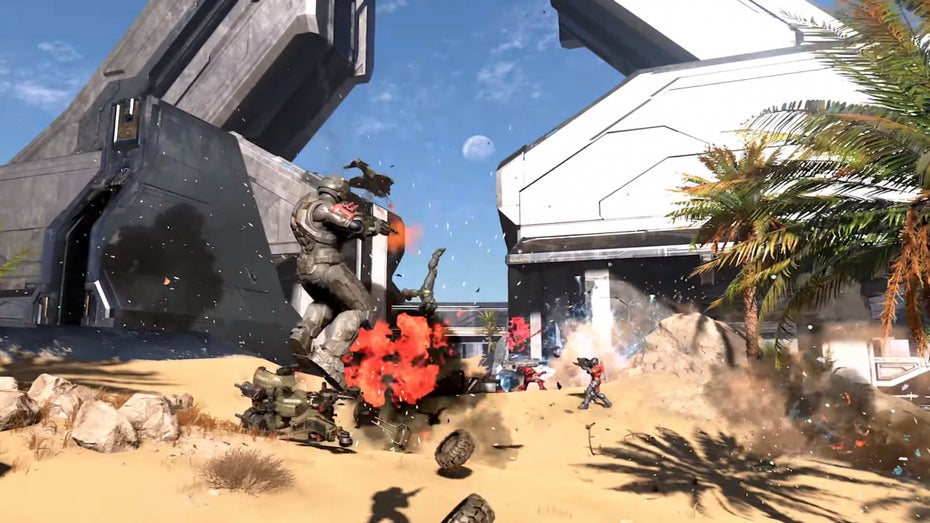 Halo war bisher kein Free-to-Play-Titel. Der neulich vorgestellte Multiplayer-Part von „Infinite“ wird jedoch zu einem – mit den Problemen, die damit zusammenhängen. (Screenshot: Microsoft) Xbox versus PC: Deswegen wünschen sich Halo-Spieler:innen das Ende von Crossplay