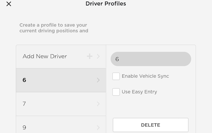 Tesla Fahrer-Profile Sync
