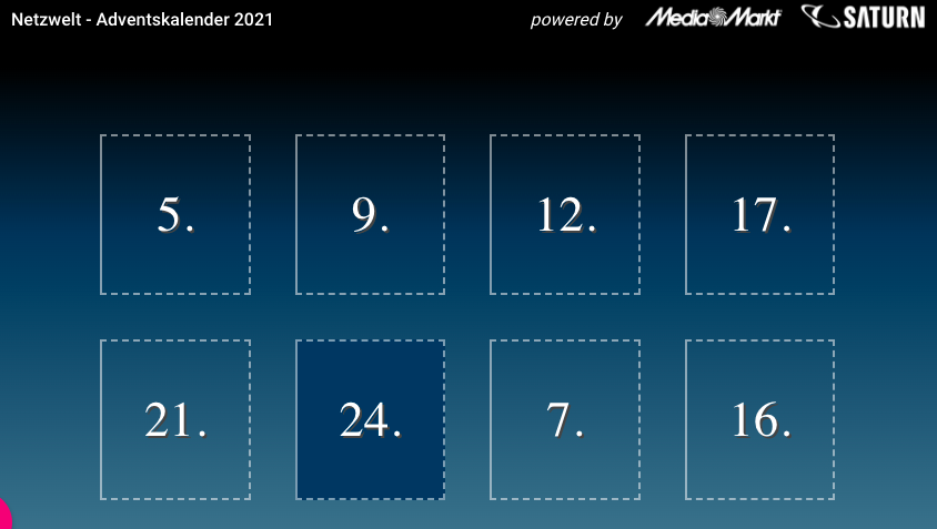 Screenshot vom Netzwelt-Kalender für die Adventszeit