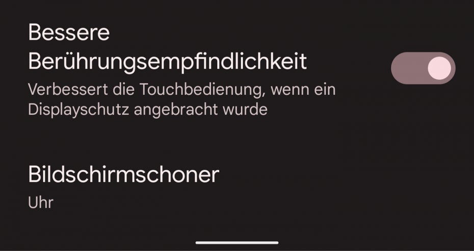 Übergangslösung: Mit der Einstellung „Bessere Berührungsempfindlichkeit“ reagiert der Fingerabdrucksensor etwas schneller