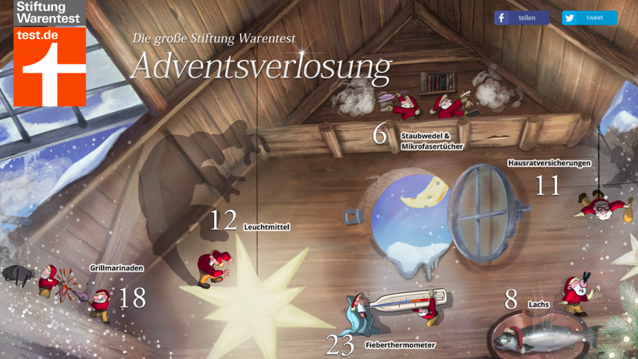 Screenshot des Adventskalenders von Stiftung Warentest