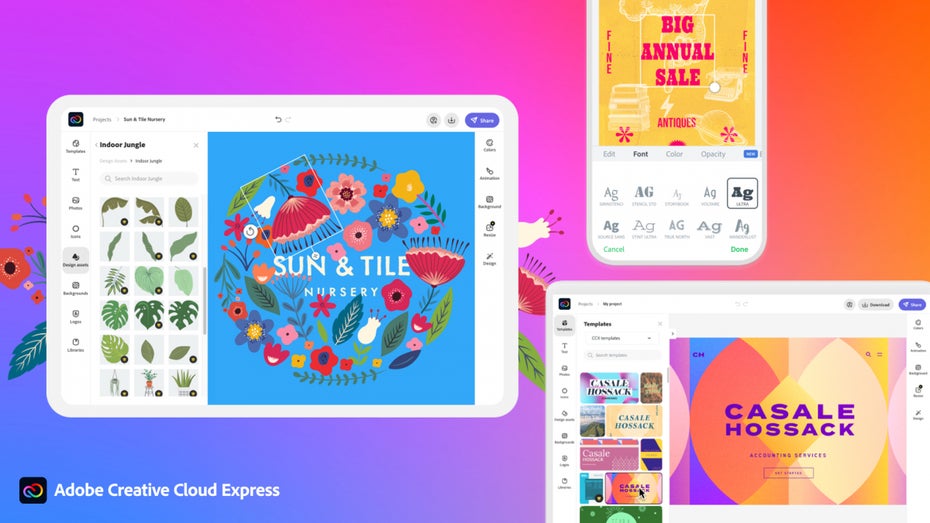 Neu von Adobe: Creativ Cloud Express (Foto: Adobe) Adobe bringt Creative Cloud Express an den Start