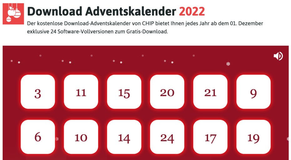 Screenshot vom Chip-Adventskalender