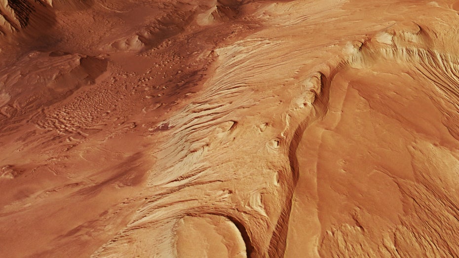 Canyon-System Candor Chasma im Valles Marineris. (Foto: ESA/DLR/FU Berlin; G. Neukum) Esa-Sonde findet auf dem Mars „viel mehr Wasser als erwartet“