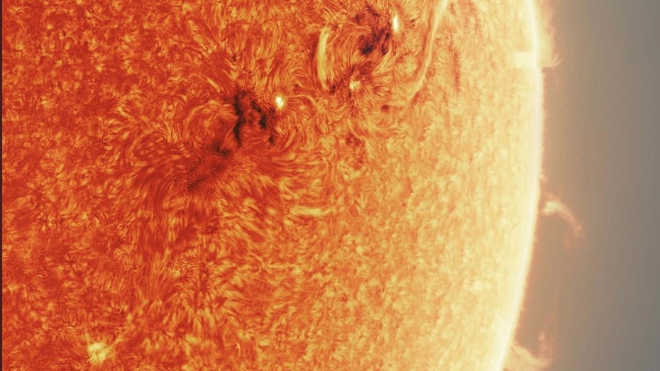 Die Chromosphäre der Sonne. (Screenshot: McCarty/Twitter) Dieses beeindruckende Mega-Foto zeigt die eruptive Kraft unserer Sonne im Detail