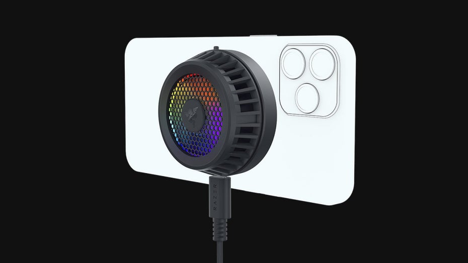 Razer bietet den Phone Cooler als Magsafe-Accessoire oder mit einer Klammer für Android und ältere Apple-Telefone an. (Grafik: Razer) Mobile Gaming: Das ist der Magsafe-Lüfter fürs iPhone