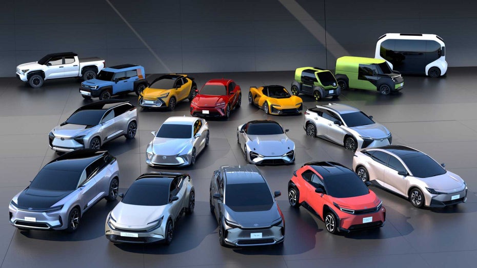 Immer mehr Elektroautos (im Bild Prototypen von Toyota) drängen auf den Markt. (Foto: Toyota) ADAC: Das sind die besten E-Autos