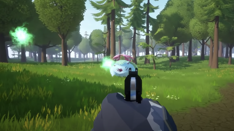 Eins gegen Eins – Mensch gegen Bisaflor. (Screenshot: Dragon/ Youtube) Erschießen statt fangen: Dieses Game macht Pokémon zum Ego-Shooter
