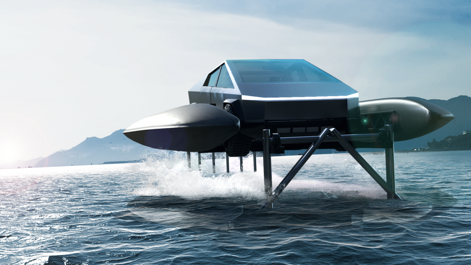 Cybercat Tragflügelboot mit Tesla Cybertruck