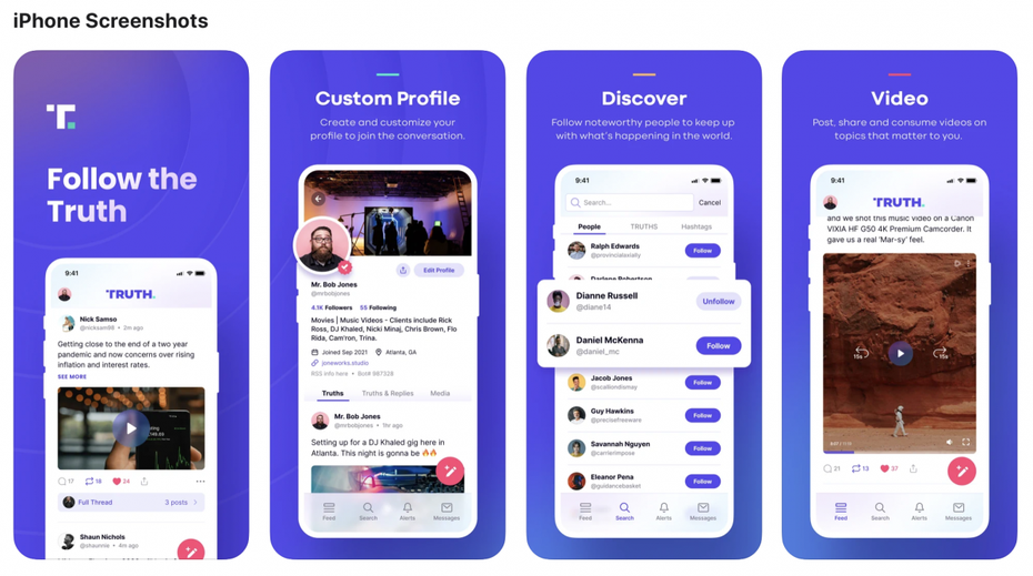 So sieht Truth Social auf dem iPhone aus.