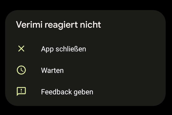 Absturz der Verimi-App