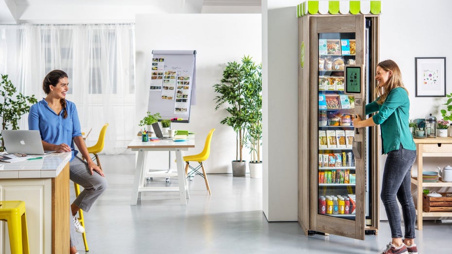 Der Hellofresh-Go-Kühlschrank wollte auf weniger als 0,80 Quadratmetern jede Kantine ersetzen. Nun hat Hellofresh Go Insolvenz angemeldet. (Screenshot: Hellofresh Go/t3n) Hellofresh Go ist pleite – bleiben die Kühlschränke künftig leer?