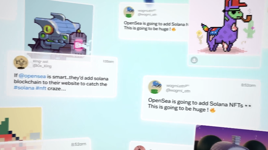 Die beliebten Solana-NFT kommen bald zu Opensea. (Screenshot: Twitter) Opensea will Solana-NFT listen