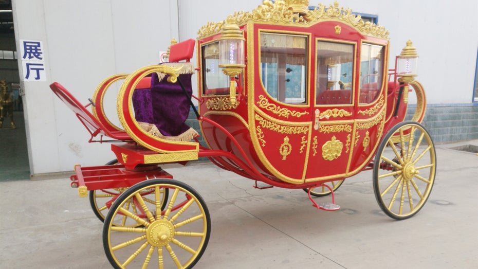 Auch diese Hochzeitskutsche fährt elektrisch. (Foto: Xuchang Hengyisheng Commercial Co.) Mini-Polizeiauto bis Muldenkipper: Die 30 außergewöhnlichsten E-Fahrzeuge der Welt