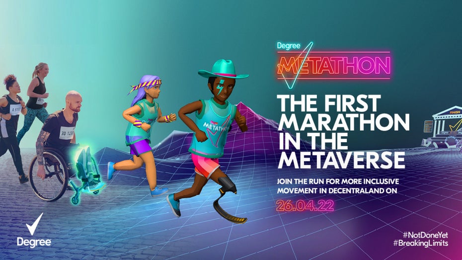 Der erste Marathon in Decentraland. (Bild: Degree) Für Laufmuffel: Am 26.4. startet der erste Marathon im Metaverse