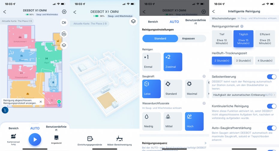 Ecovacs Deebot X1 Omni App-Screenshots