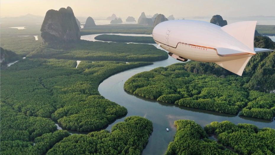 In der Luft ist die Jacht „nur“ ein Kabine für das Luftschiff. (Bild: Airyacht) Next Level Luxusreisen: Diese Superjacht kann fliegen