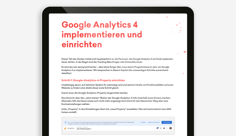 Eine Inhaltsseite des t3n Guides „Google Analytics 4"
