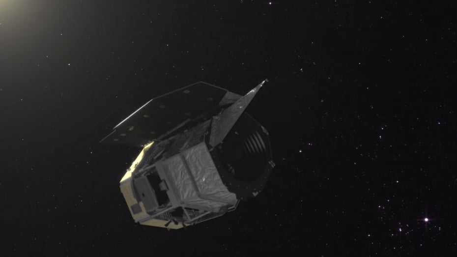Das Nancy-Grace-Roman-Teleskop soll 2027 starten. (Animation: Nasa/JPL/Caltech) Das Roman-Teleskop wird Hubbles Bilder blass aussehen lassen